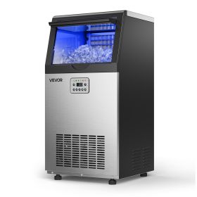Commercial Ice Maker Machine with Pump, 100 lbs/24h with 30 lbs Storage Capacity, Built-in/Freestanding/Under Counter