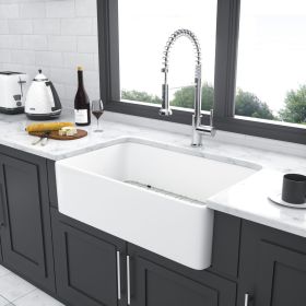 33 White Farmhouse Sink - 33 x 20 x 10 Inch Kitchen Sink Apron Front Porcelain Ceramic Single Bowl Farmer Sink Basin