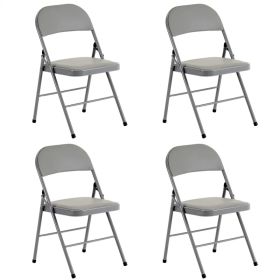4pcs Elegant Foldable Iron & PVC Chairs For Convention & Exhibition Gray (Option: defaulttitle)